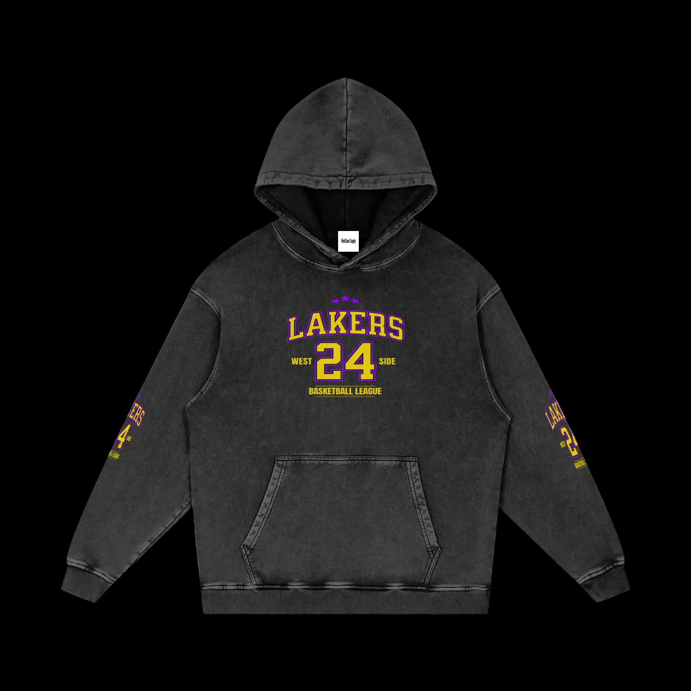 WestSide Lakers Snow Washed Loose Cotton Hoodie