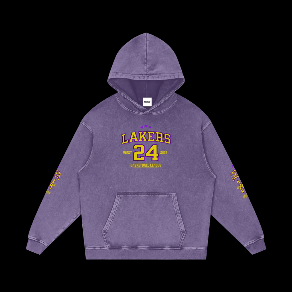WestSide Lakers Snow Washed Loose Cotton Hoodie