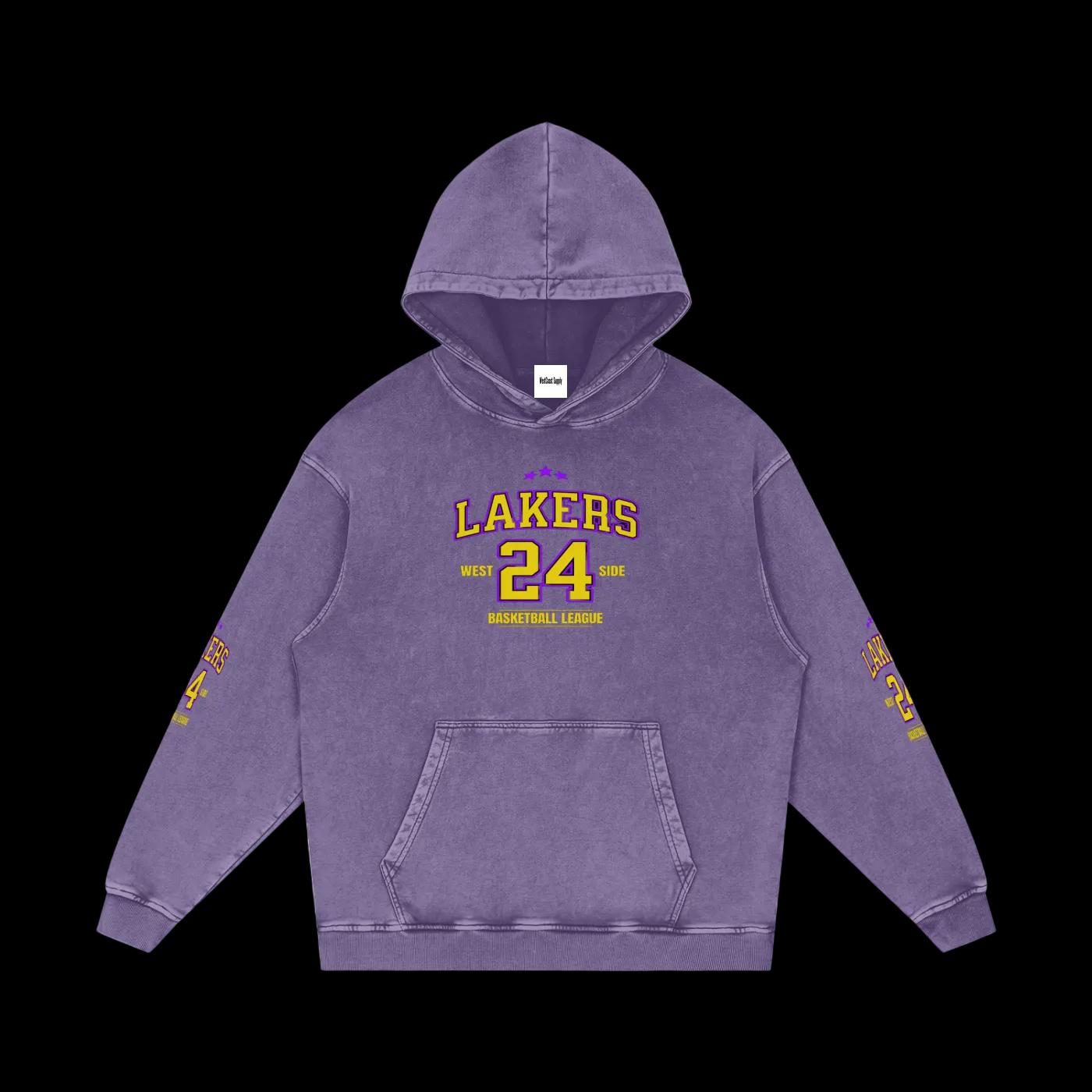 WestSide Lakers Snow Washed Loose Cotton Hoodie