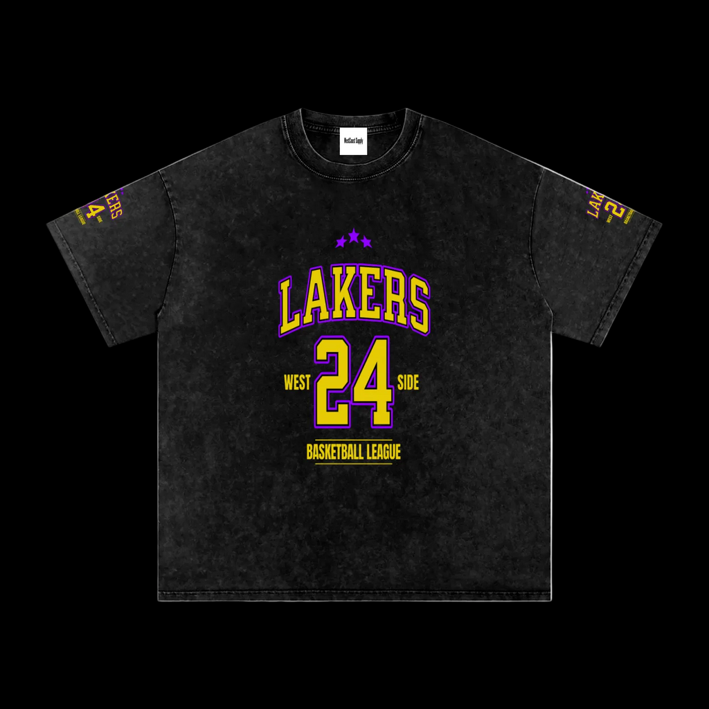 WestSide Lakers Washed Oversized Cotton T-Shirt